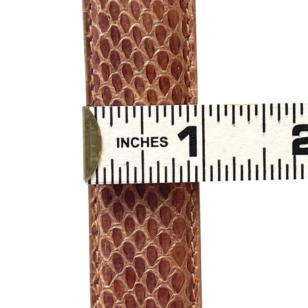 Brown Snakeskin Belt Vintage Square Covered Buckle Size S/M